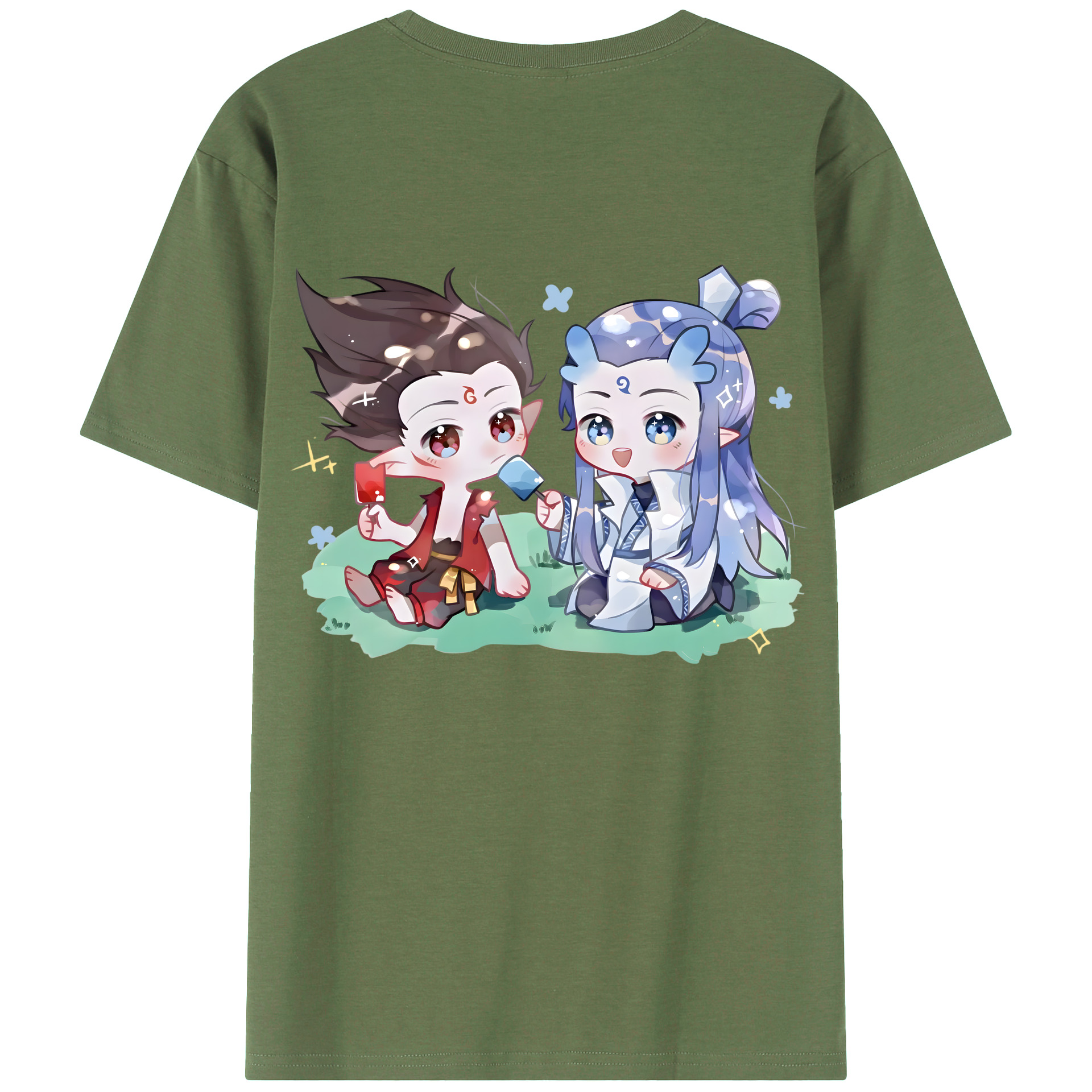 （画像用） Ne Zha 2 ナタ 魔童の大暴れ 綿100％ メンズ半袖Tシャツ（バックプリント） 通気性